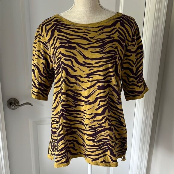 LOGO by Lori Goldstein Zebra and Print purple / Green NWOT oversized SZ M - Picture 1 of 6